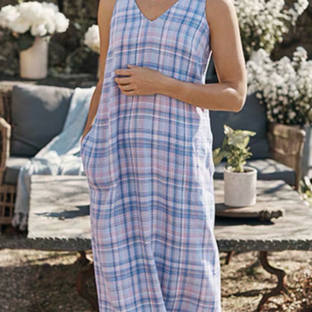 J. Jill Plaid Sleeveless Maxi Dress